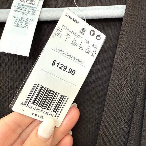 MNG Mango ZSD Delphine Brown Beaded Waist V-Neck Cocktail Dress NWT L - Picture 4 of 8